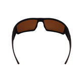 Back View of Hokky brand sunglasses with black frames and yellow mirrored lenses.