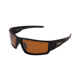 A pair of Hokky brand sunglasses with black frames and orange mirrored lenses.