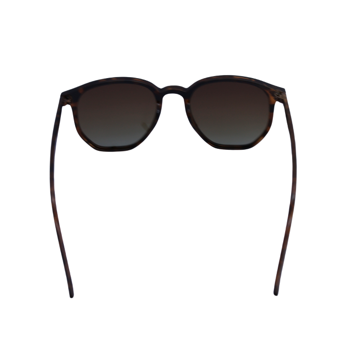 Back View of Hokky Classic unisex sunglasses with a patterned frame in brown and black color, featuring polarized lenses.