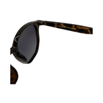 Hinges of Hokky Classic unisex sunglasses with a patterned frame in brown and black color, featuring polarized lenses.