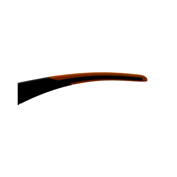 Hokky sports sunglasses with a side arm in a black frame and orange accent.