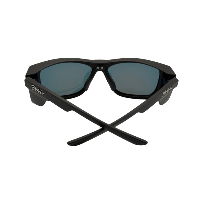 Back View of Black colour Hokky 'Horizon' sunglasses with polarised UV-protected Blue lenses and an adjustable bridge.