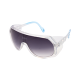 A pair of 'Sentinel' unisex sunglasses with black mirrored lenses and a clear frame.