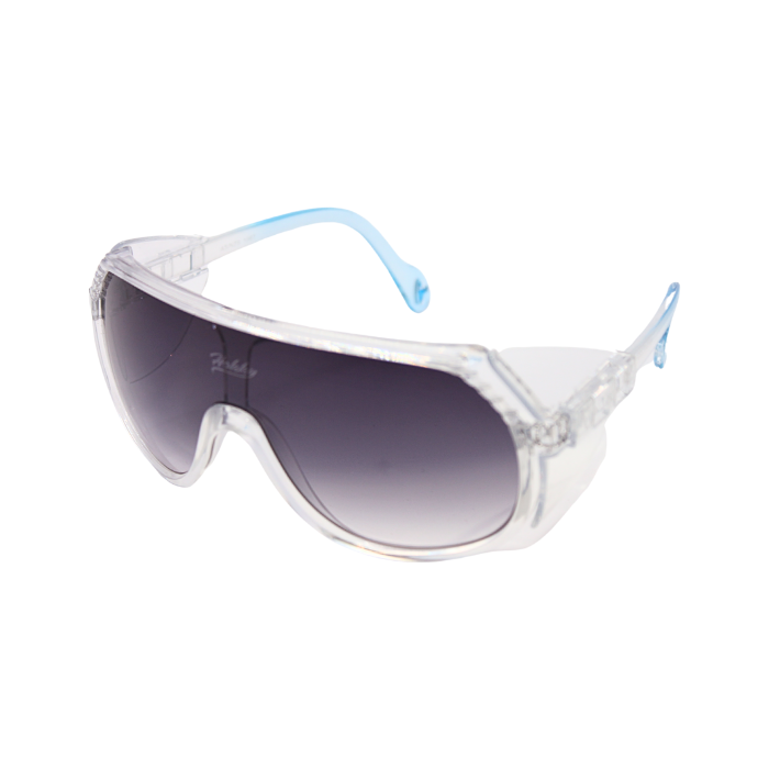 A pair of 'Sentinel' unisex sunglasses with black mirrored lenses and a clear frame.