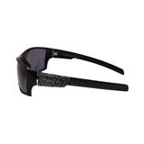 Side View of Hokky Sinclair sunglasses with a black frame and brown polarized lenses.