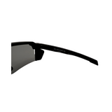 Hinges of black Hokky Swift sunglasses with lenses designed for cycling.