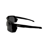 Side View of black Hokky Swift sunglasses uv lenses designed for cycling.