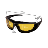 Dimension of black Hokky Terrain sunglasses with polarised yellow lenses