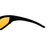 Hinges of black Hokky Terrain sunglasses with polarised yellow lenses