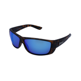 A pair of 'Ventura' sport sunglasses with a tortoiseshell pattern frame and blue polarized lenses.