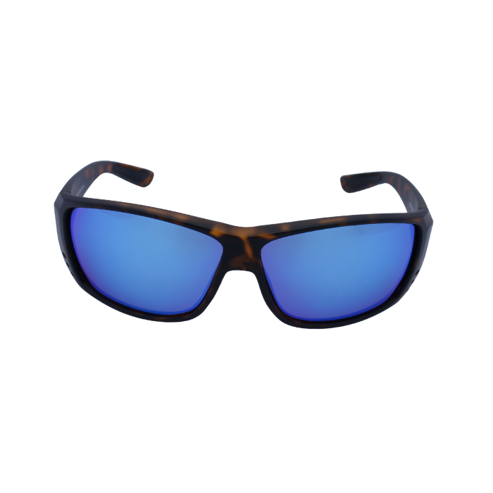 A pair of 'Ventura' sport sunglasses with a tortoiseshell pattern frame and blue uv protected polarized lenses.