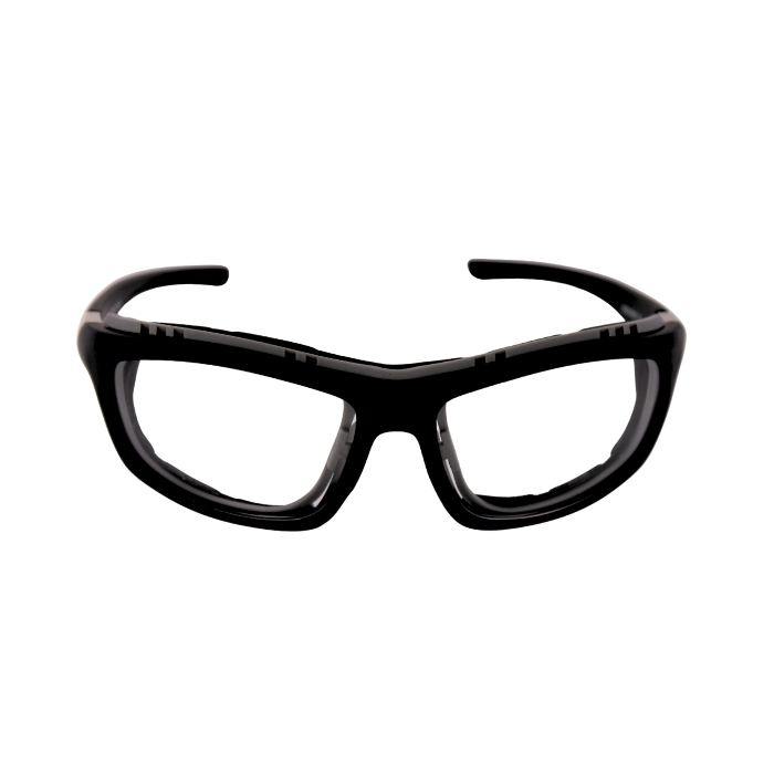 A pair of black Hokky Vortex sunglasses with transparent mirrored lenses designed for sports and outdoor activities.