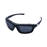 A pair of black Hokky Vortex sunglasses with grey mirrored lenses designed for sports and outdoor activities.