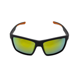 Hokky black sports sunglasses with yellow mirrored polarised lenses – UV protection eyewear.