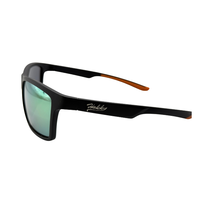 Black sports sunglasses with Hokky logo.