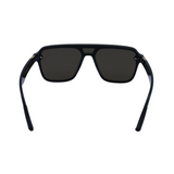 Back View of 'Amalfi' sunglasses featuring a black frame with gold accents and dark lenses.