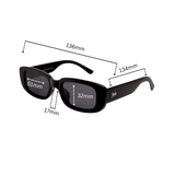 Dimension of Velvet Hokky Soleil sunglasses with rectangular frames and polarized lenses.