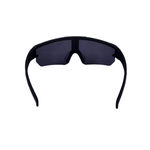 Black sunglasses with dark lenses on a white background