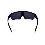 Black sunglasses with dark lenses on a white background