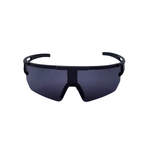 Black sunglasses with a reflective lens on a white background