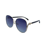 Sunglasses with blue gradient lenses on a white background