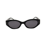 Black cat-eye sunglasses with star-shaped embellishments on a white background
