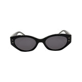 Black cat-eye sunglasses with star-shaped embellishments on a white background