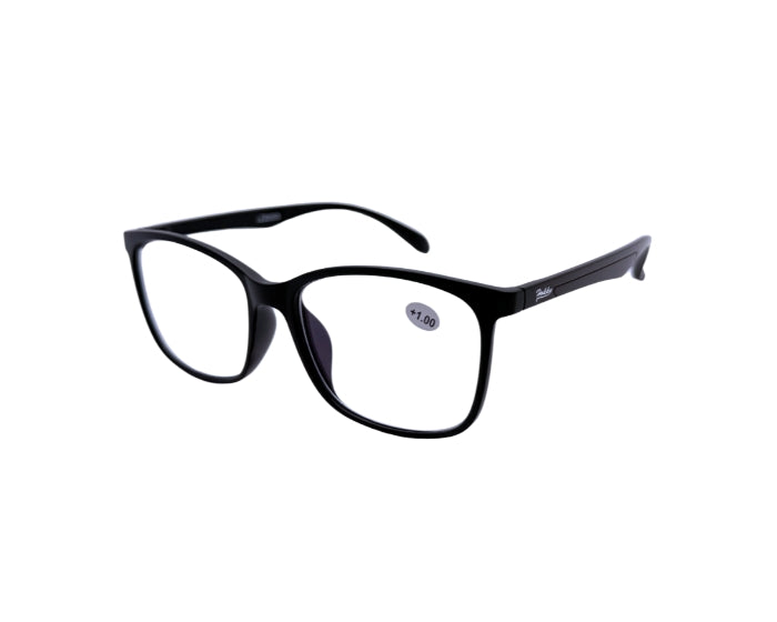 Black eyeglasses on a white background