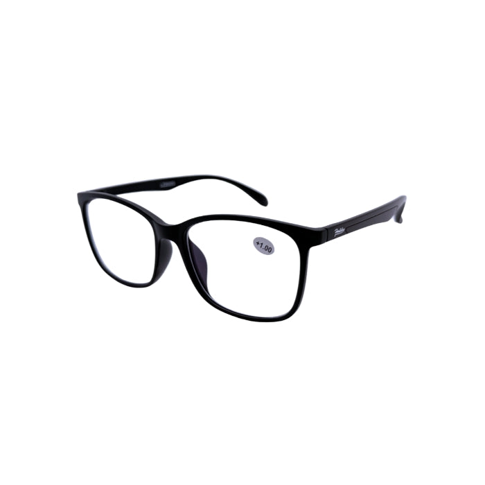 Black eyeglasses on a white background