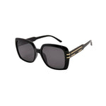 Black sunglasses with brown frame on a white background