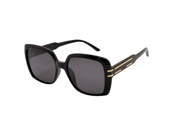 Black sunglasses with brown frame on a white background