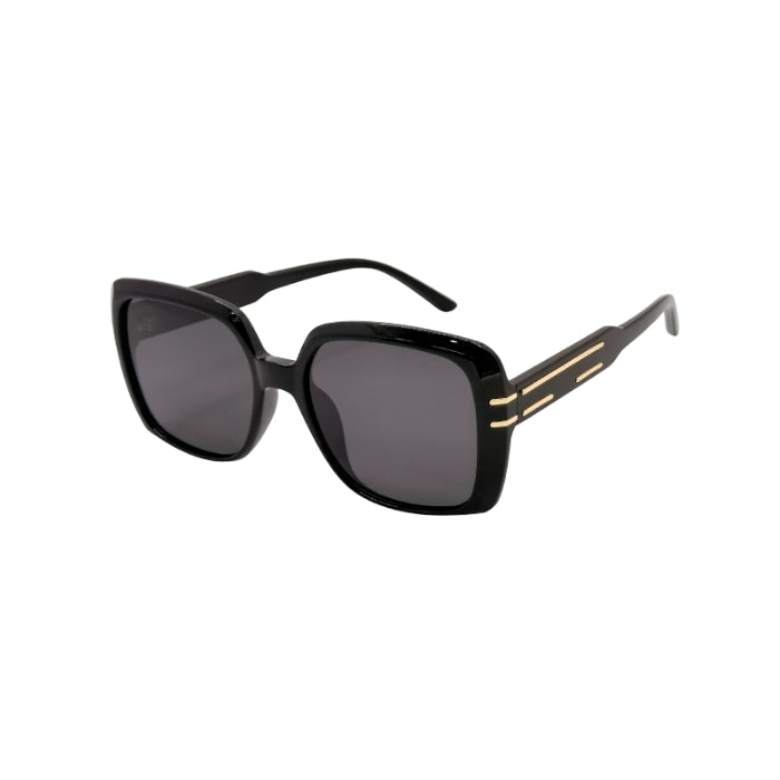 Black sunglasses with brown frame on a white background