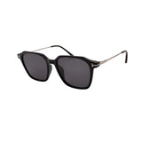 Black sunglasses with dark lenses on a white background