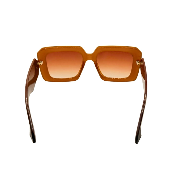 Brown sunglasses with a white background