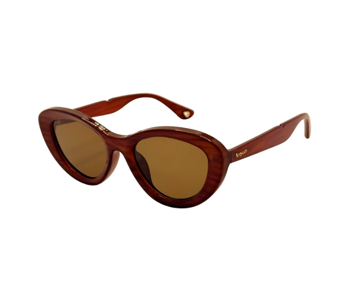 Brown sunglasses with a white background