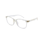 Clear eyeglasses on a white background