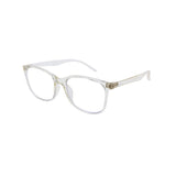 Clear eyeglasses on a white background