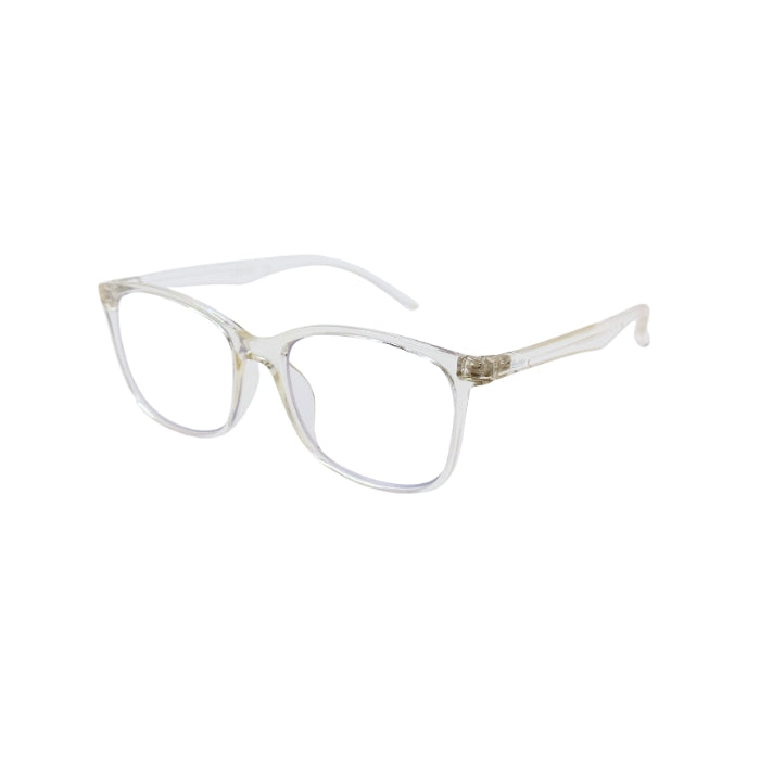 Clear eyeglasses on a white background