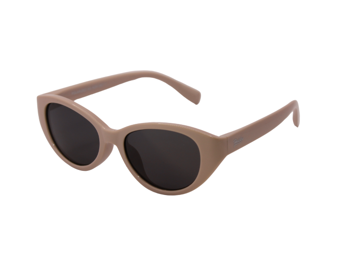 A pair of Caramel colour kids' sunglasses with a oval shape and flexible frame design.