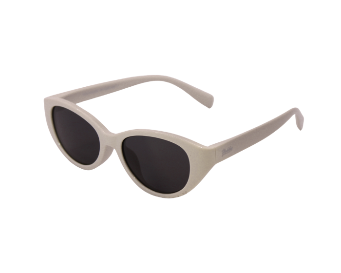A pair of Vanilla colour kids' sunglasses with a oval shape and flexible frame design.
