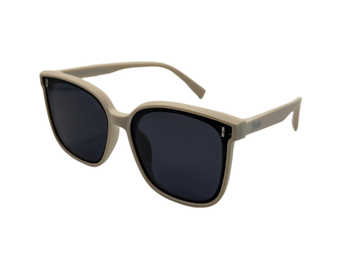 A pair of grey kids' sunglasses with a full plastic frame and polarized lenses.