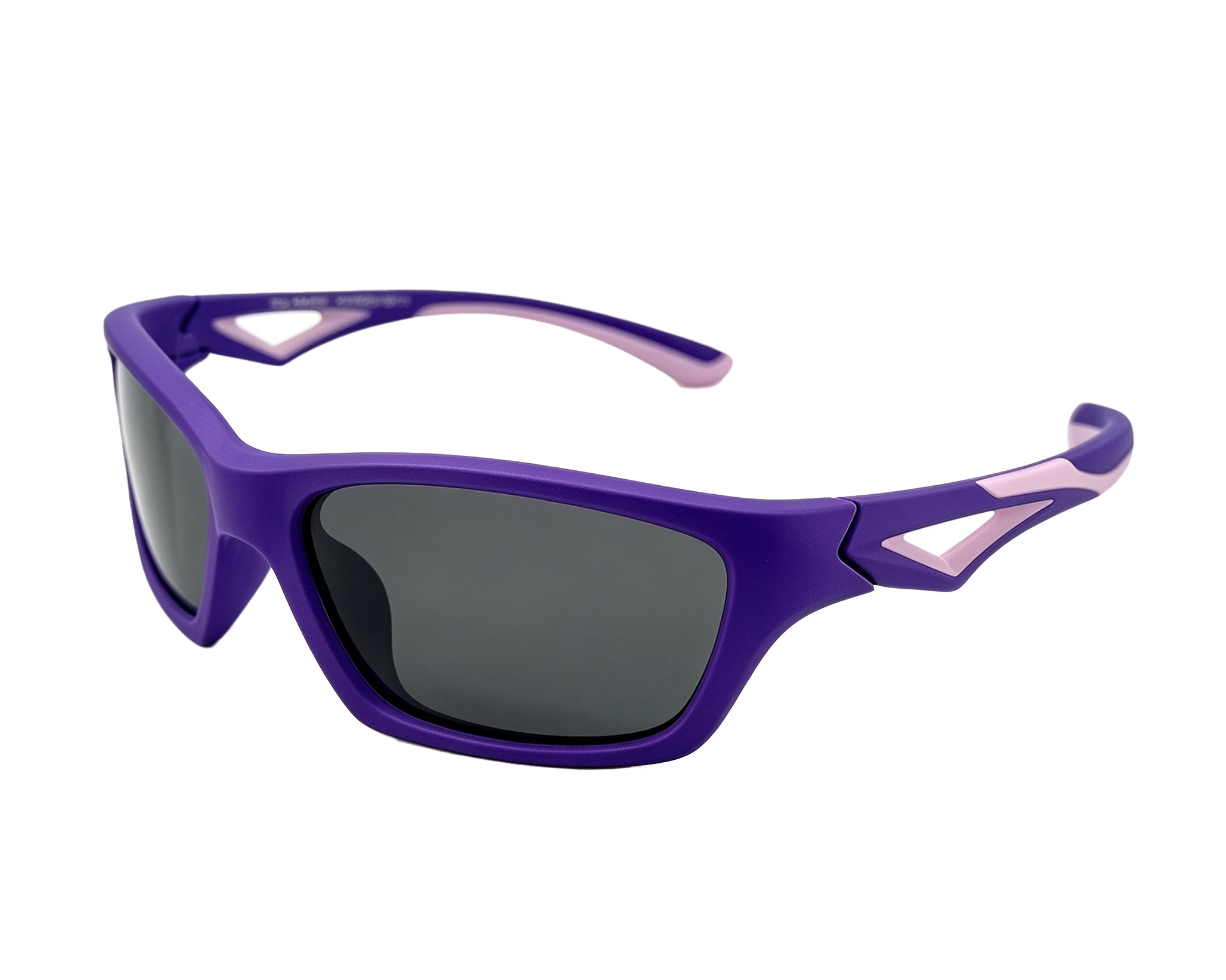 A pair of kids' lumo sunglasses with Blue frames and pink accents on the arms with polarised lenses.