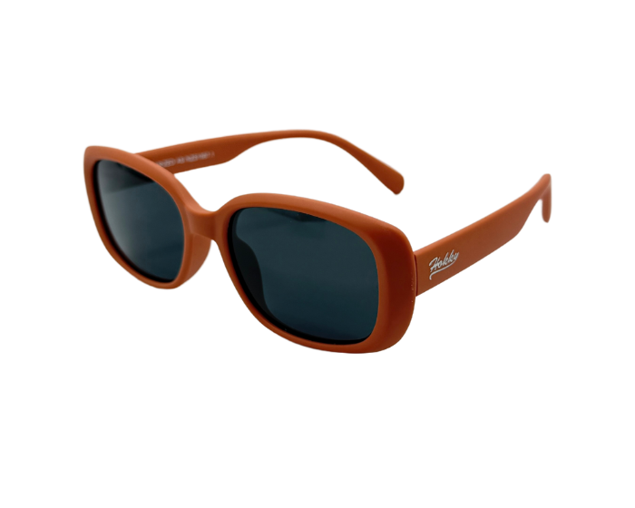 A pair of red Hokky 'Marlo' kids sunglasses with polarized lenses and a snug fit, designed for children aged 3+.