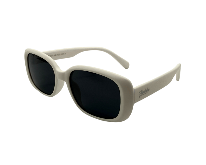 A pair of Grey Hokky 'Marlo' kids sunglasses with polarized lenses and a snug fit, designed for children aged 3+.