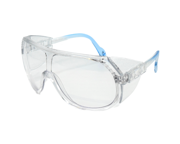 A pair of 'Sentinel' unisex sunglasses with polarised lenses and a clear frame.