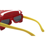 Red and yellow 3D glasses on a white background