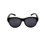 Black sunglasses with dark lenses on a white background