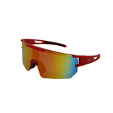 Red sunglasses with a gradient lens on a white background