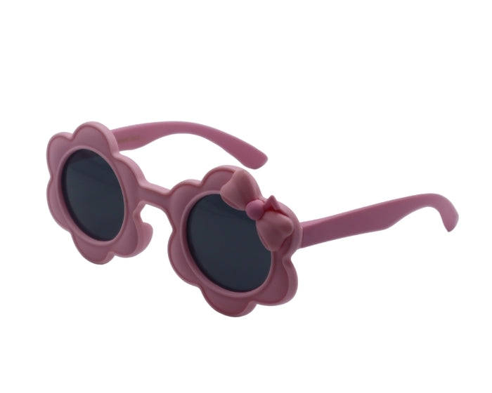 Pink sunglasses with floral design on a white background