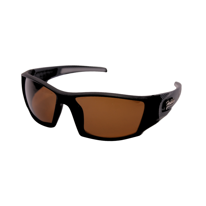 A pair of black Hokky 'Summit' sports sunglasses with polarized brown lenses and an adjustable bridge.